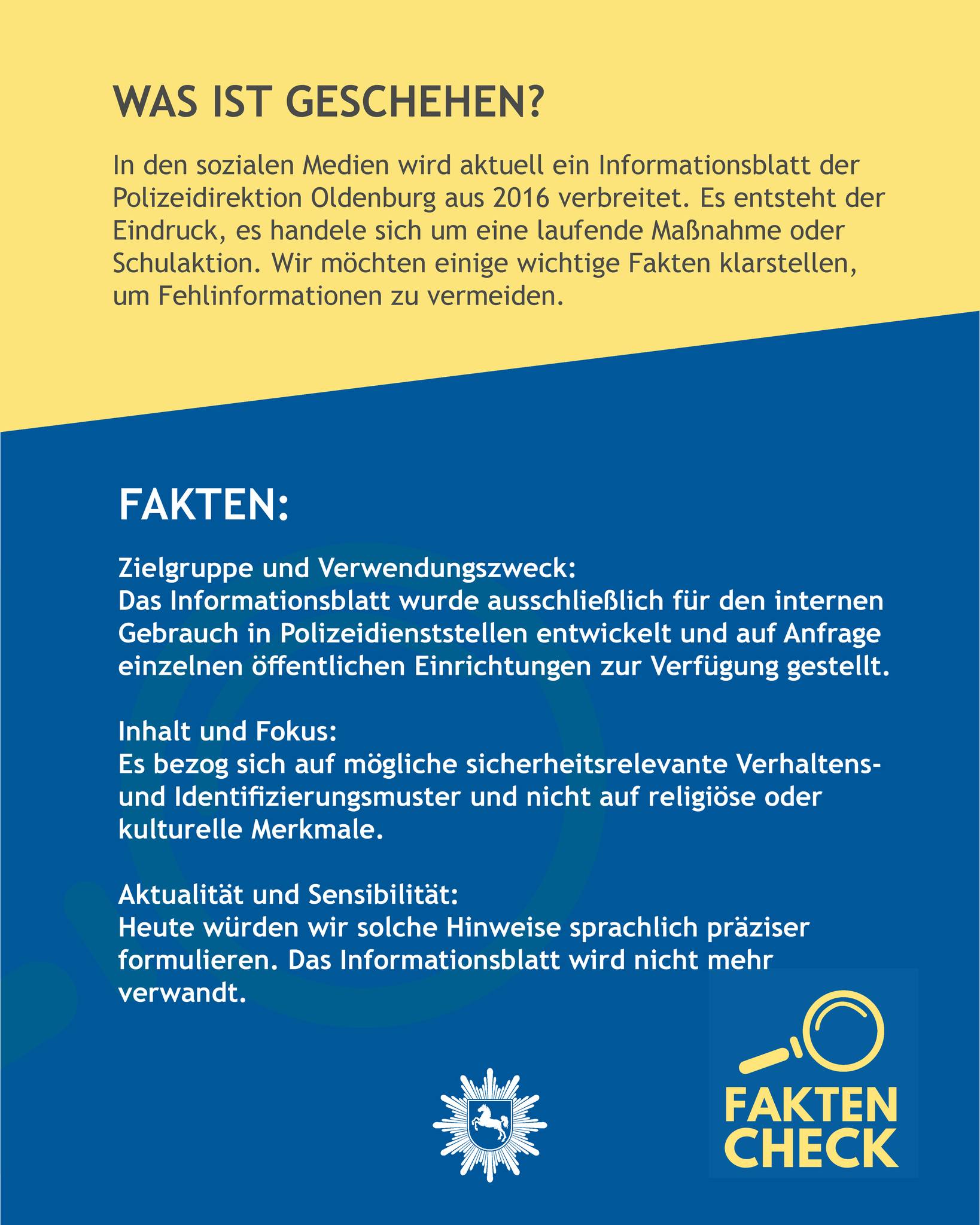 Polizei - In den sozialen Medien wird derzeit ein Informationsblatt der ...