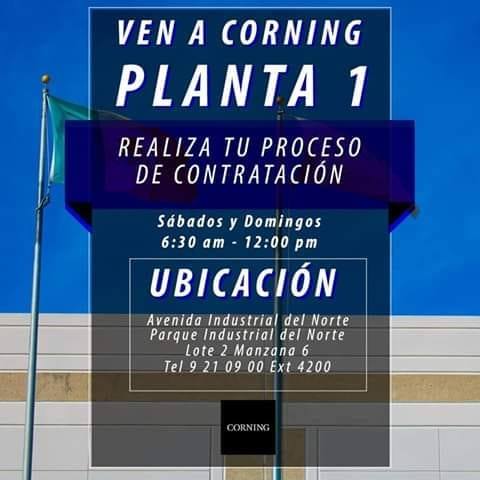 Reclutamiento de Corning planta 1