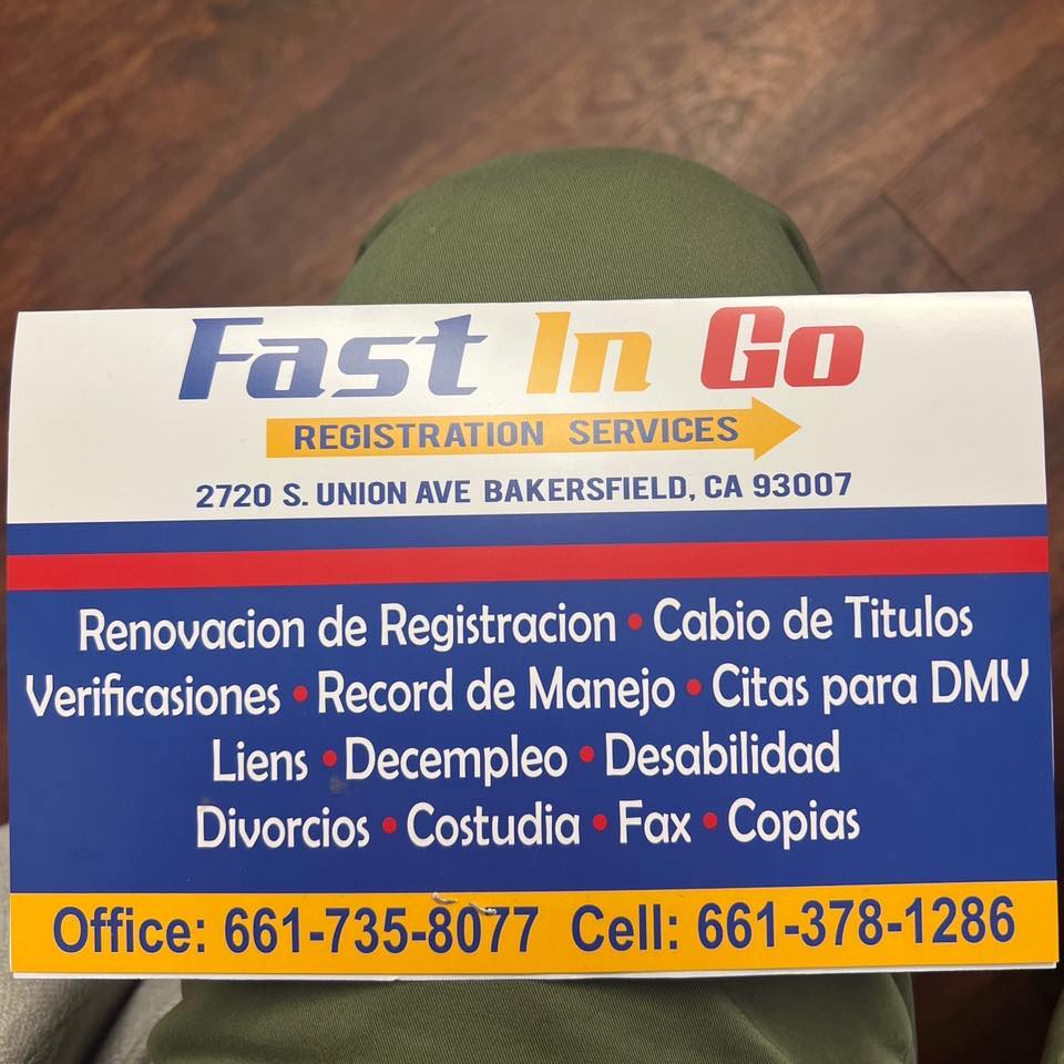 Fast In Go Registration Services | Bakersfield CA