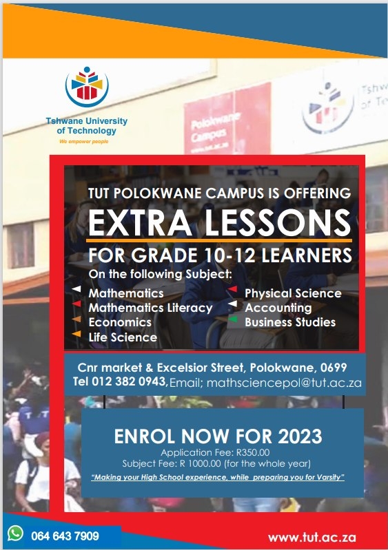 Tut Polokwane Campus Grade 10-12 Extra Lessons