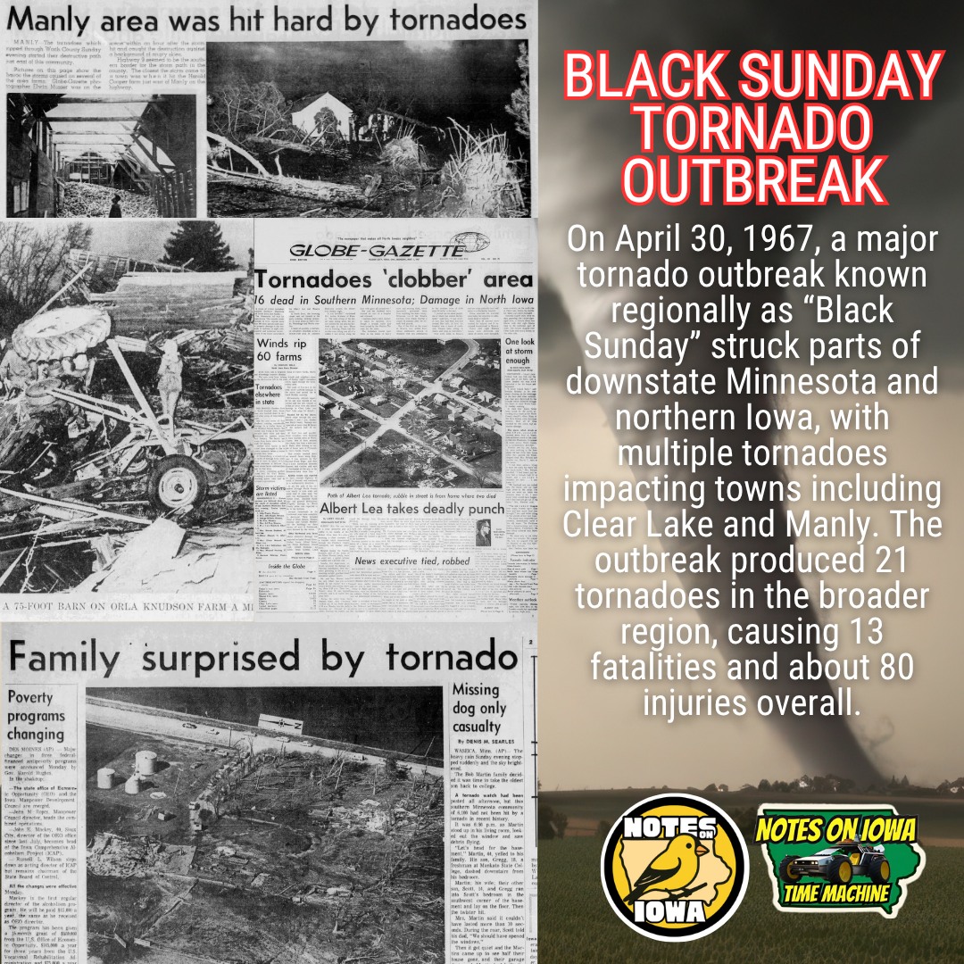 Iowa Time Machine ⏰: On April 30, 1967, a major tornado outbreak