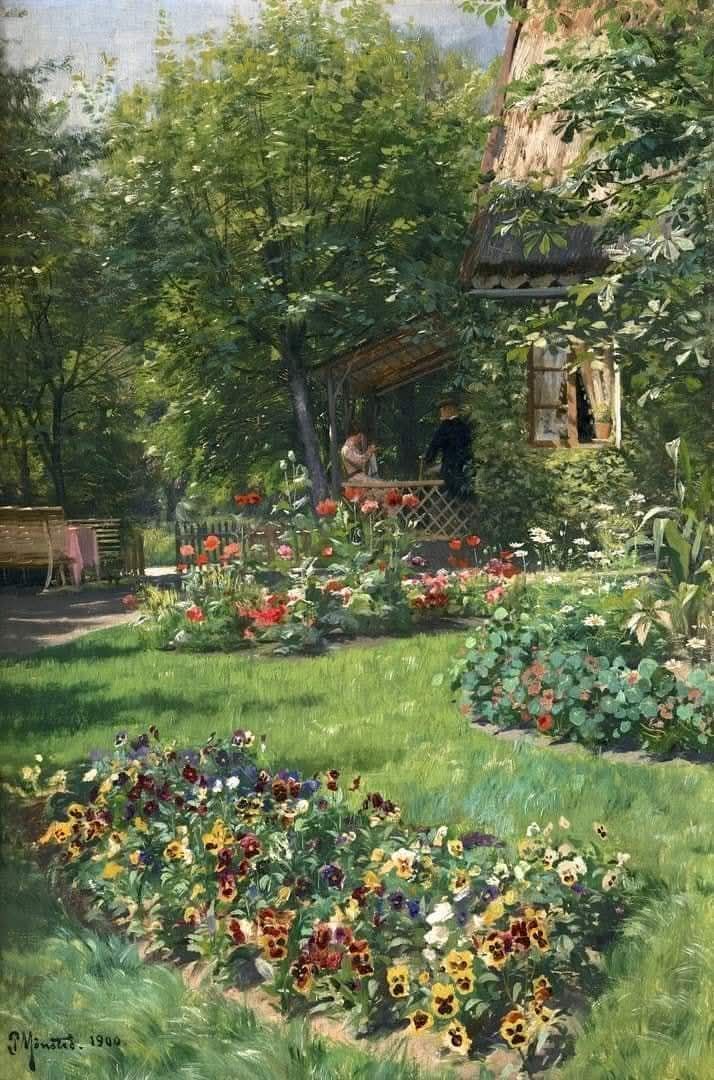 Peder Mørk Mønsted, Flower Garden, 1900 #art #painting