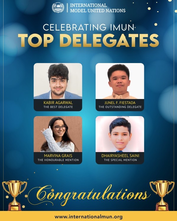 🌍 Congratulations to the TOP DELEGATES... - International MUN | Facebook