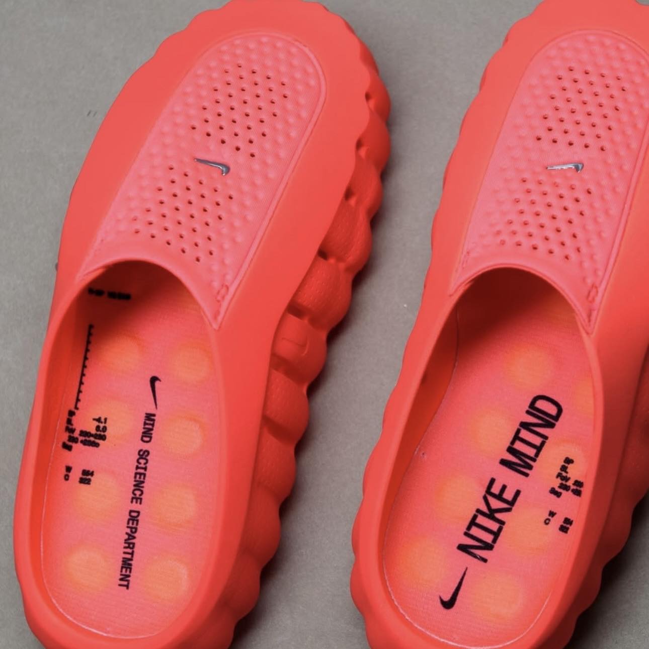 Nike Mind 001 Slide “Light Smoke Grey , Solar Red” Preorder 