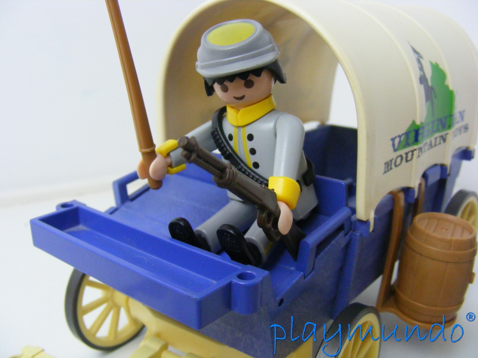 Playmobil 3785 - Timon Avec Essieu Et Roues Pour Chariot Sudiste Bleu (thème Western)