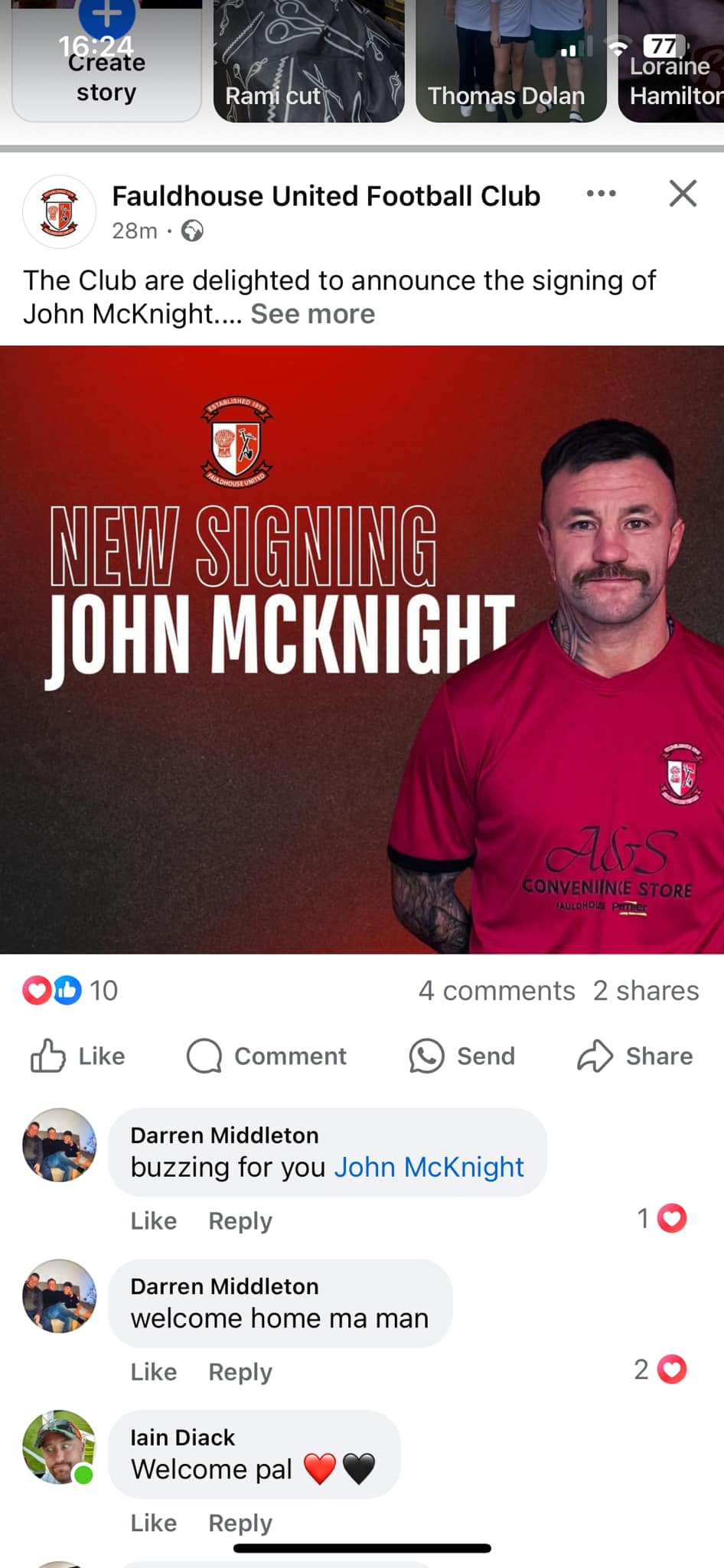 Fauldhouse United FC fans page