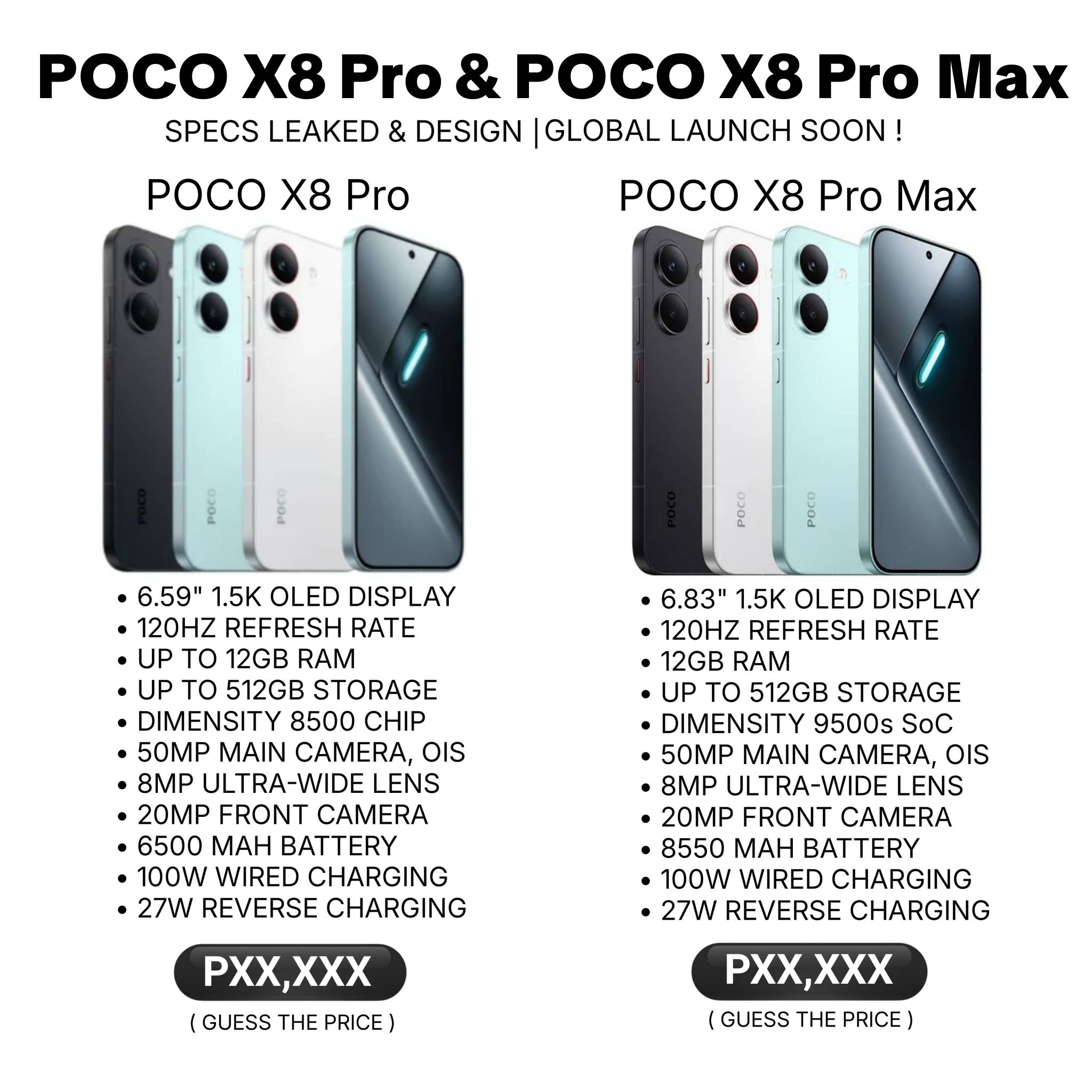 The #POCOX8ProSeries is official! Here are the prices: POCO X8 Pro