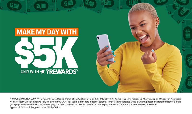 7-Eleven - You could win $5,000. Every. D@#%. Day.🤯🤑 Use 7REWARDS ...