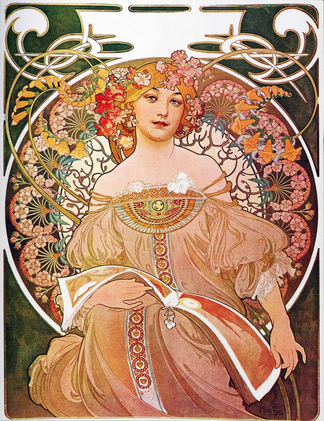 Les Saisons (The Seasons) - Winter, Spring, Summer, Autumn - Art Nouveau by Alphonse Mucha - Fine Art Prints & Posters | Classic Vintage Posters