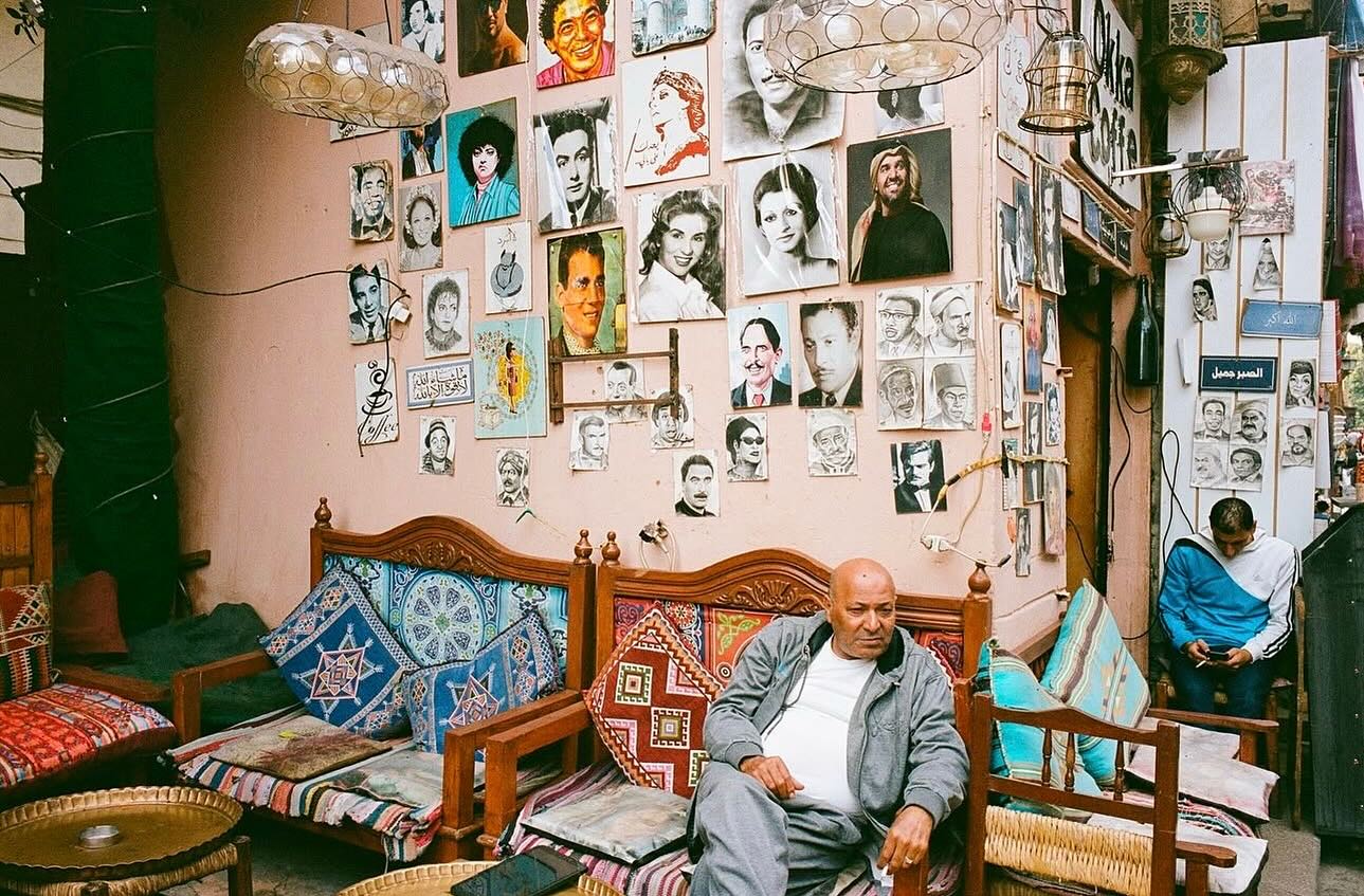 A wall featuring all the legends of Egyptian music and theatre