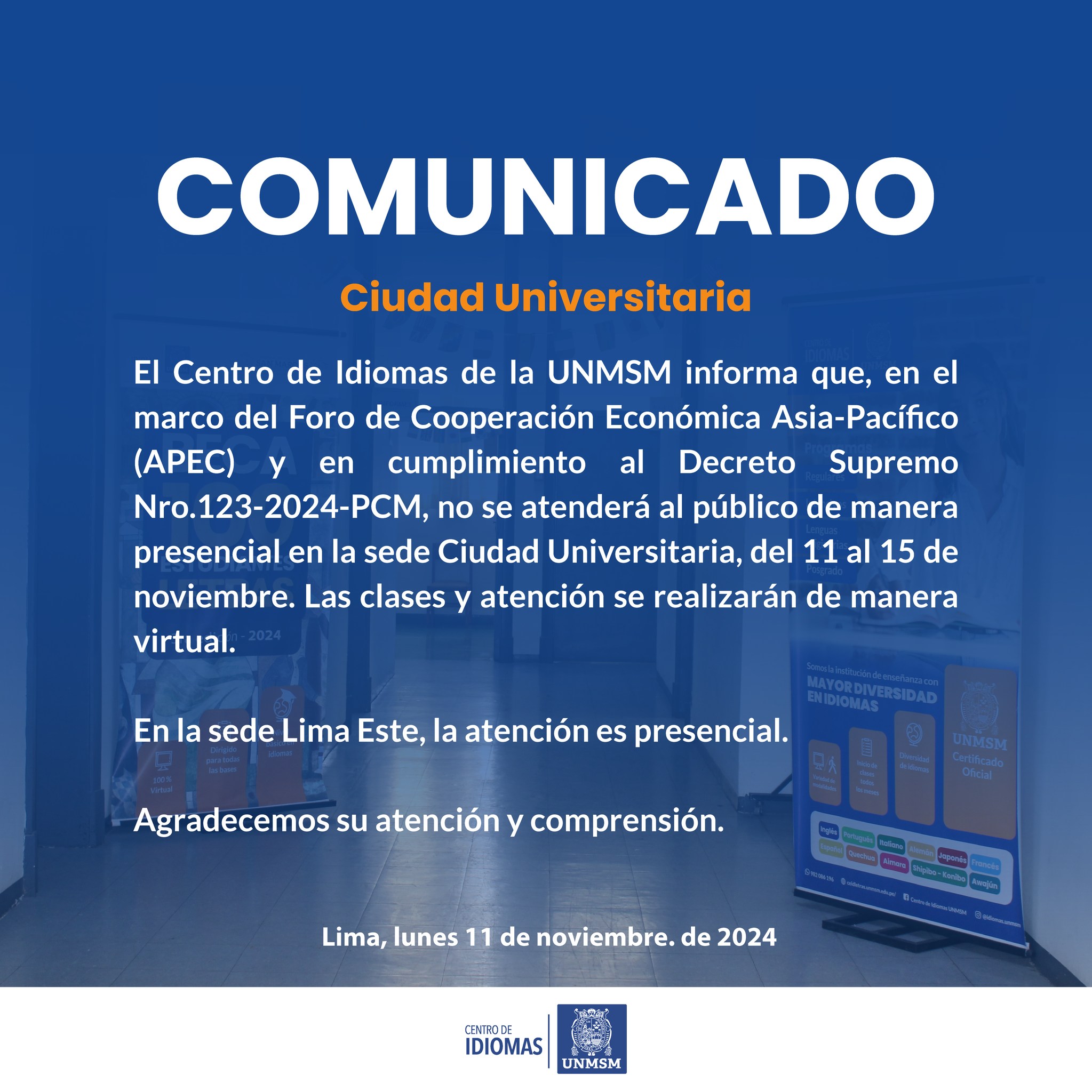 📣 Comunicado - Centro de Idiomas UNMSM