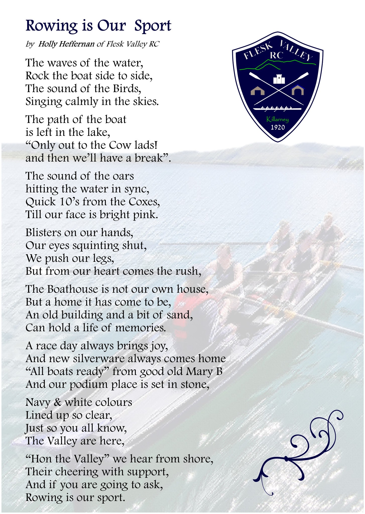 Beautiful poem by our own Holly... - Flesk Valley Rowing Club