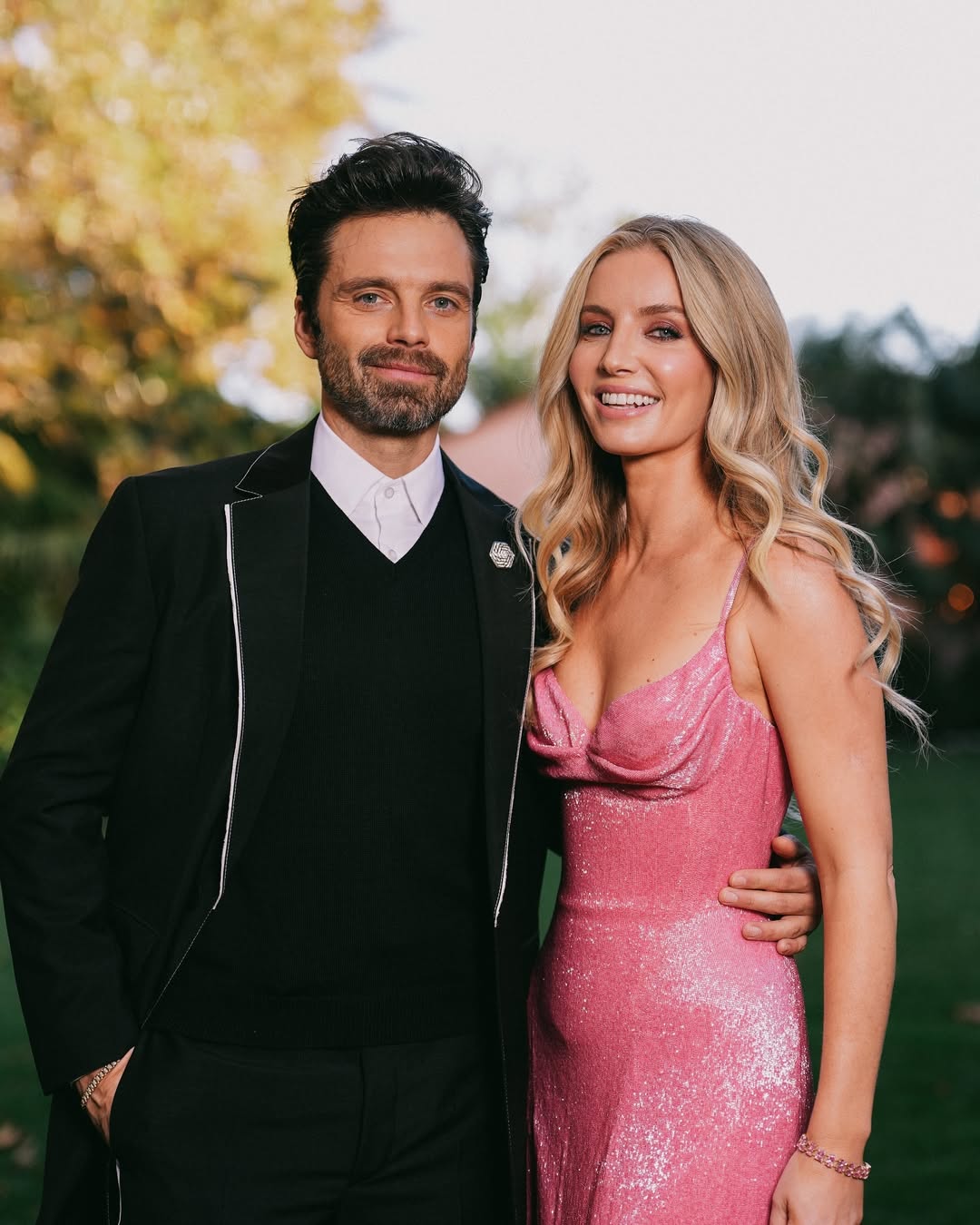 annabelle wallis golden globes 2025 dress shows off her incredible figure in pink sequin as she cosies up to boyfriend Sebastian Stan at the Girls Dresses. Girls Dresses: Flower Girl