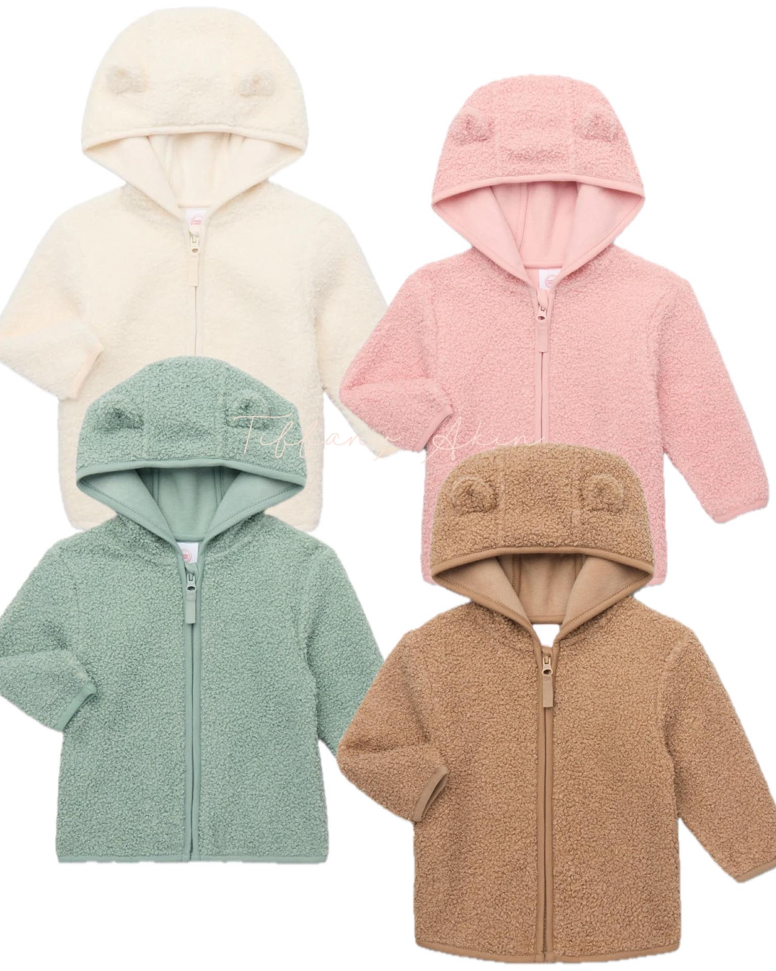 Cozy Cat & Jack baby fleece jacket has a brown and cream checkered