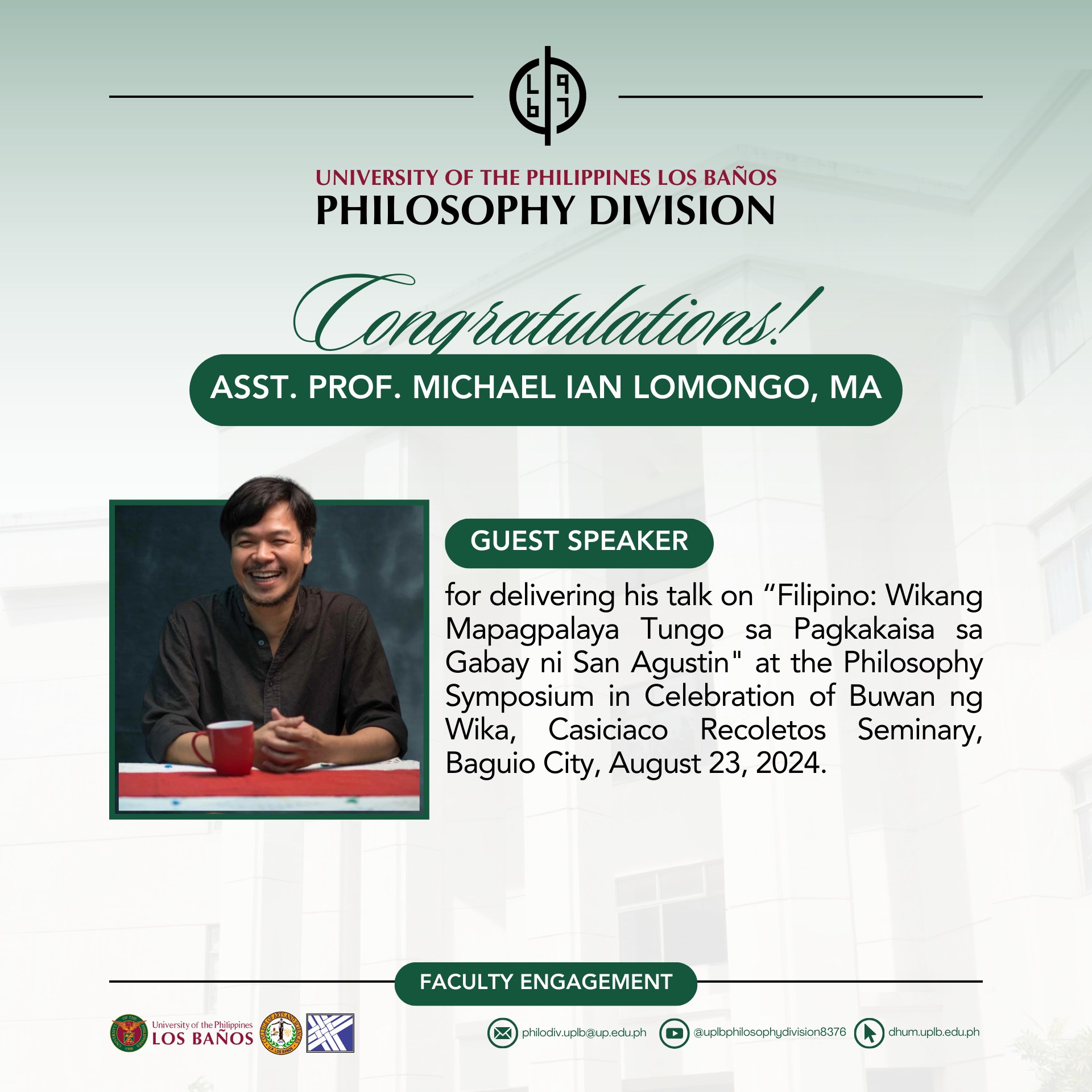 UPLB CAS Philosophy Division - Asst. Prof. Lomongo delivered his talk ...