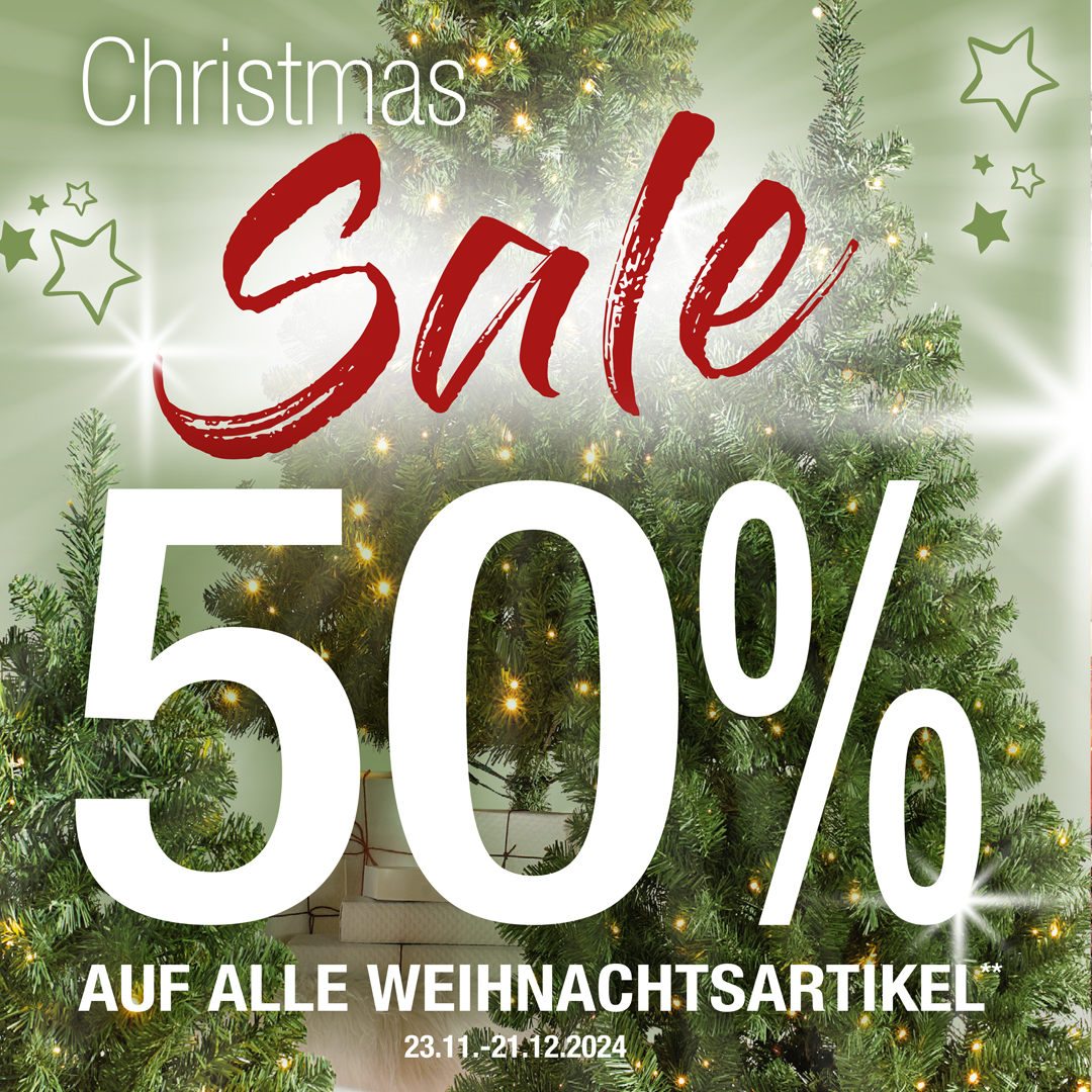 🎄✨ CHRISTMAS SALE – 50% auf alle Weihnachtsartikel! ✨🎄 Jetzt wird's festlich und günstig! 🛒🎁 Vom 23.11. bis 21.12. könnt Ihr Euch Eure Weihnachtsdeko-Träume erfüllen – und das zum halben Preis! 🎅🎄 Ob