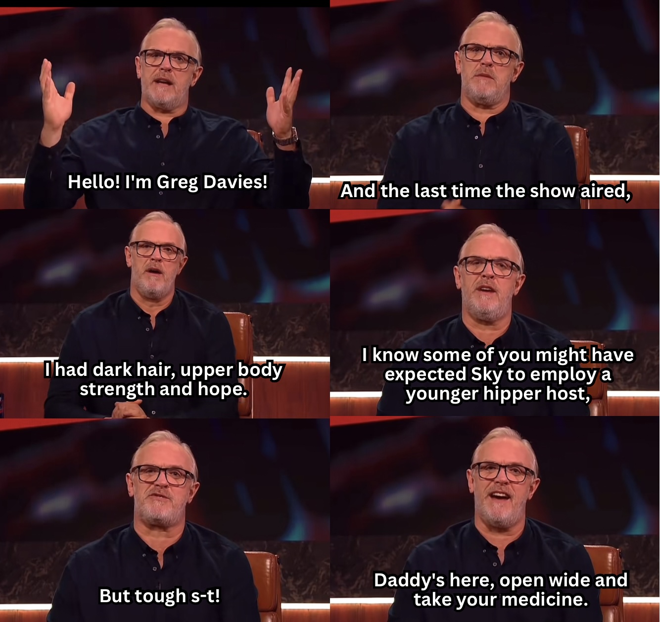 Greg Davies iconic opening... - British Stand Up Comedy Fans
