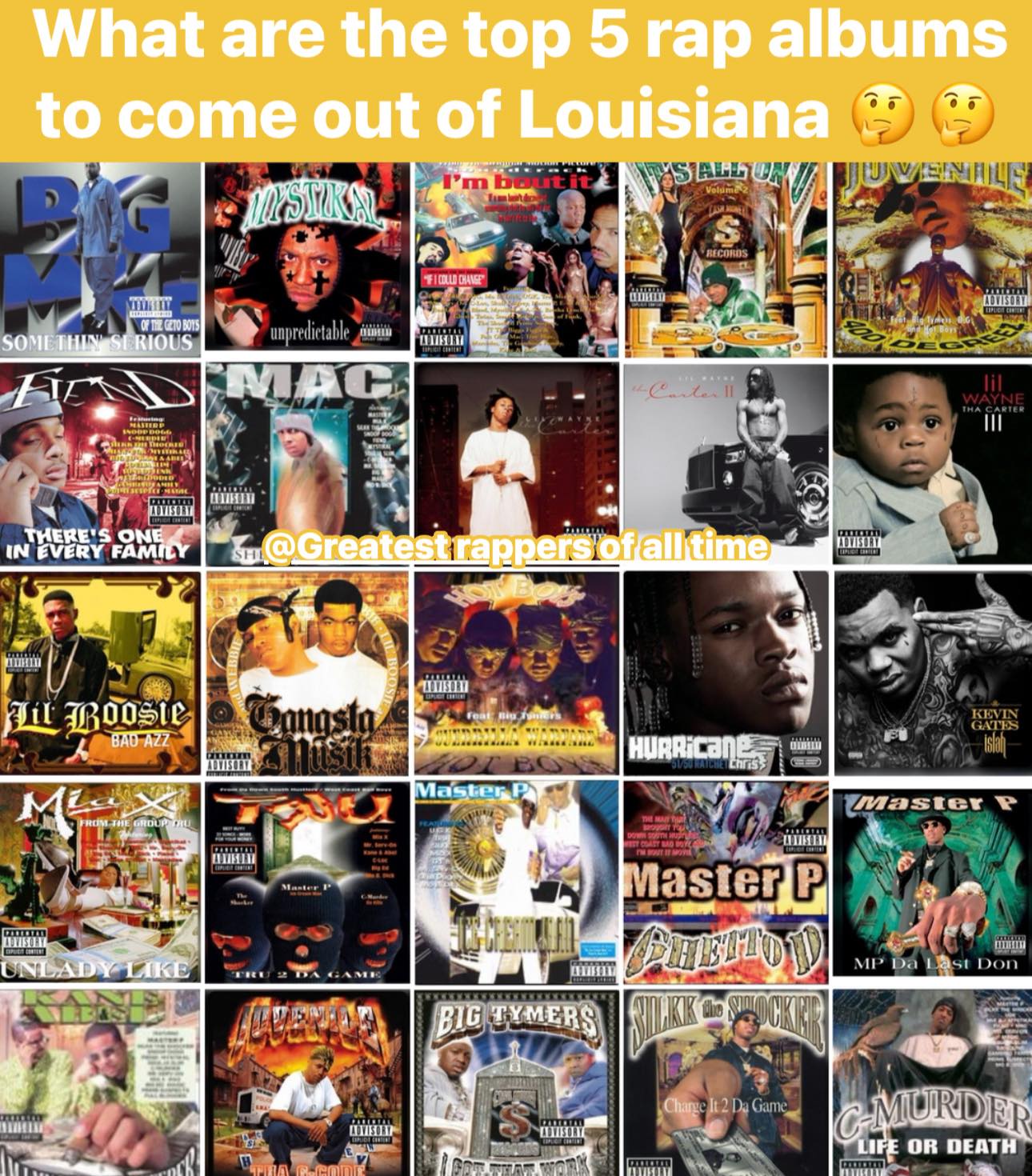 Who the top 5 Louisiana rappers of all time #Louisiana #neworleans 