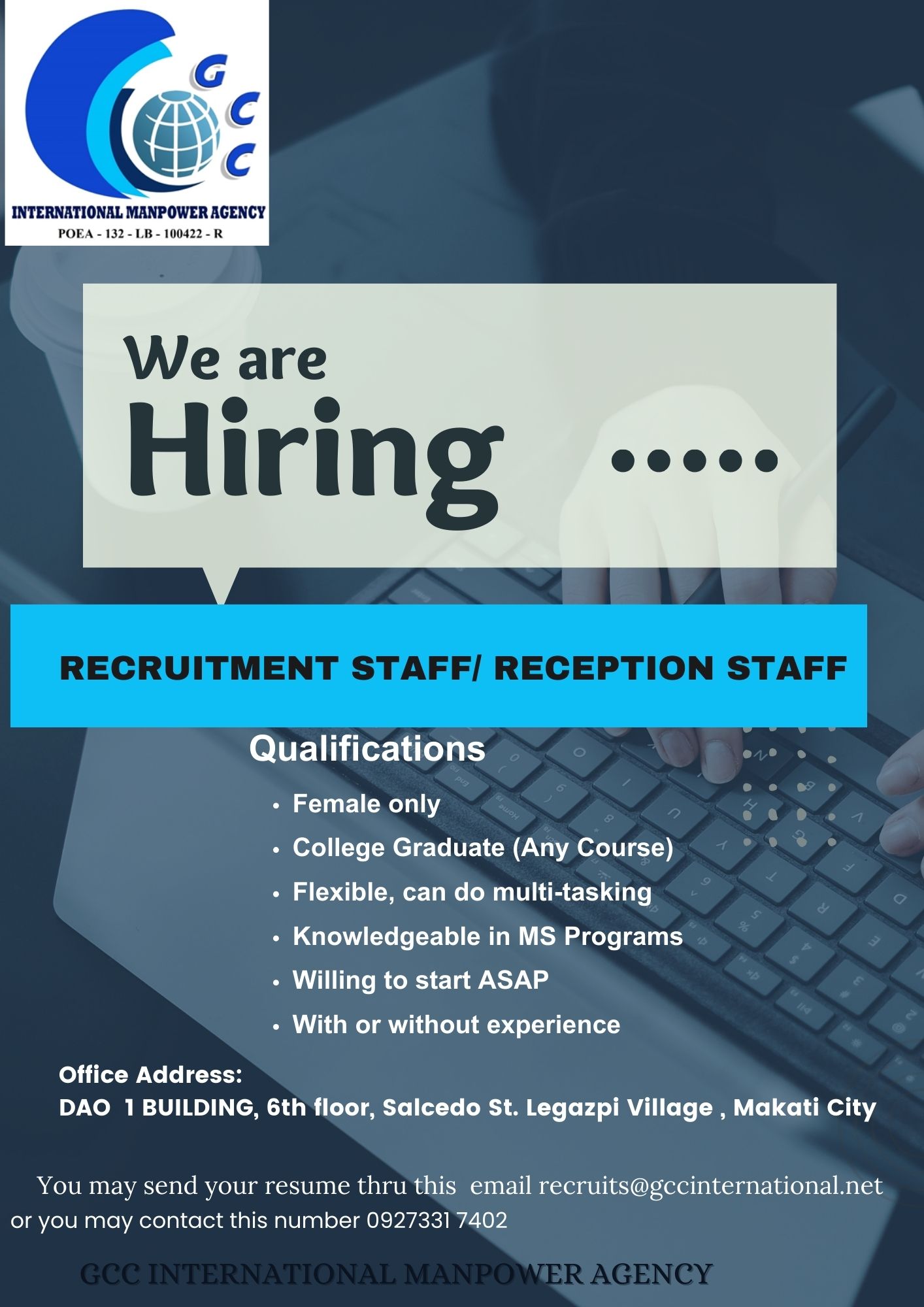GCC International Manpower Agency - WE ARE HIRING!!!!!! LOCAL STAFF ...