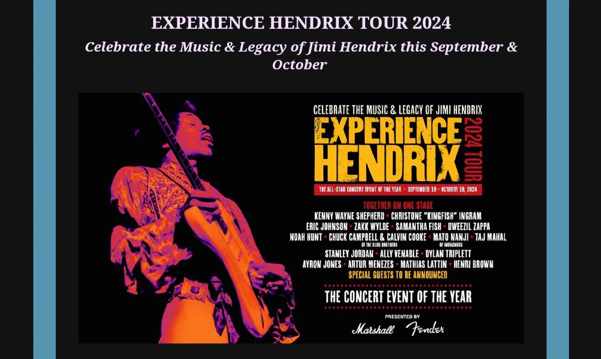 Celebrate the music and legacy of Jimi Hendrix with the 2024