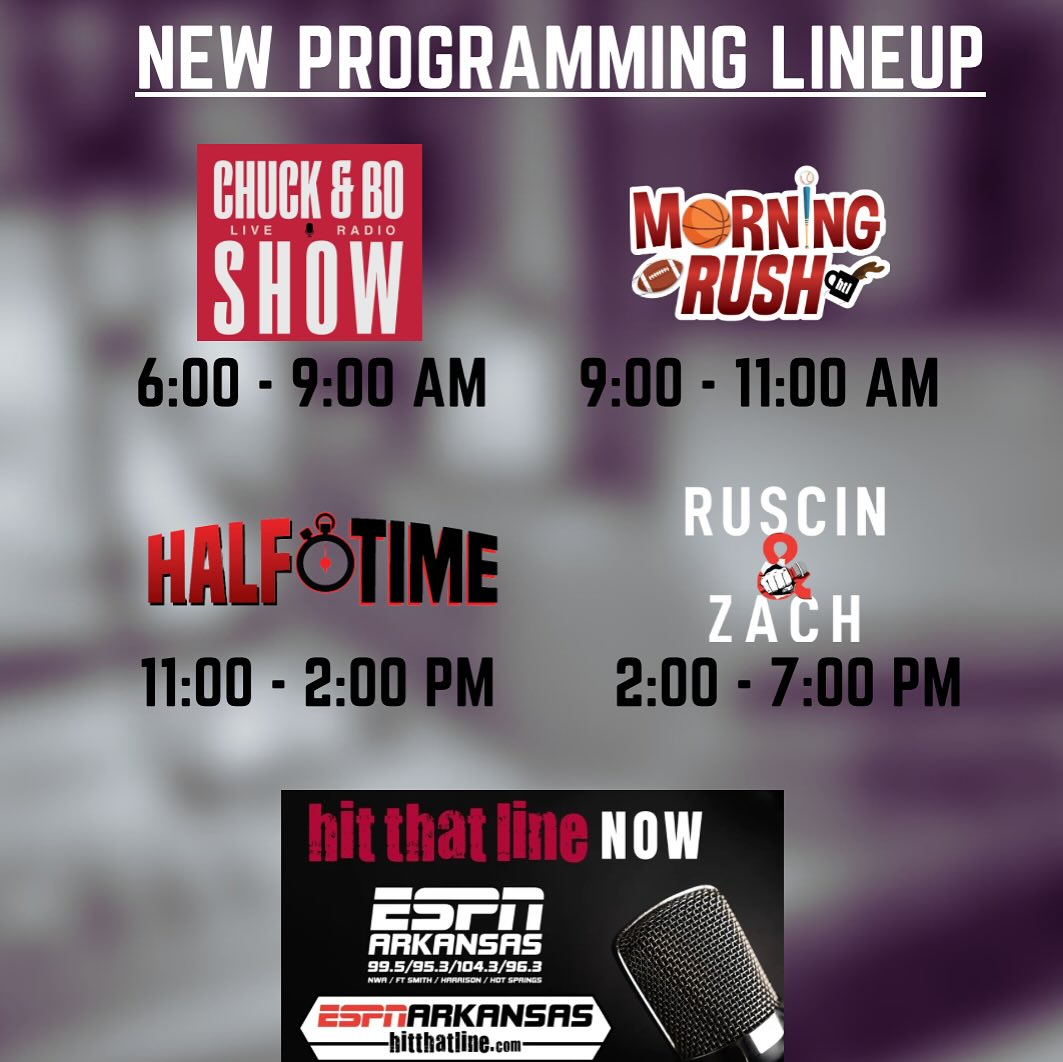 NEW LINEUP STARTING AUG... - Hit That Line from ESPN Arkansas | Facebook