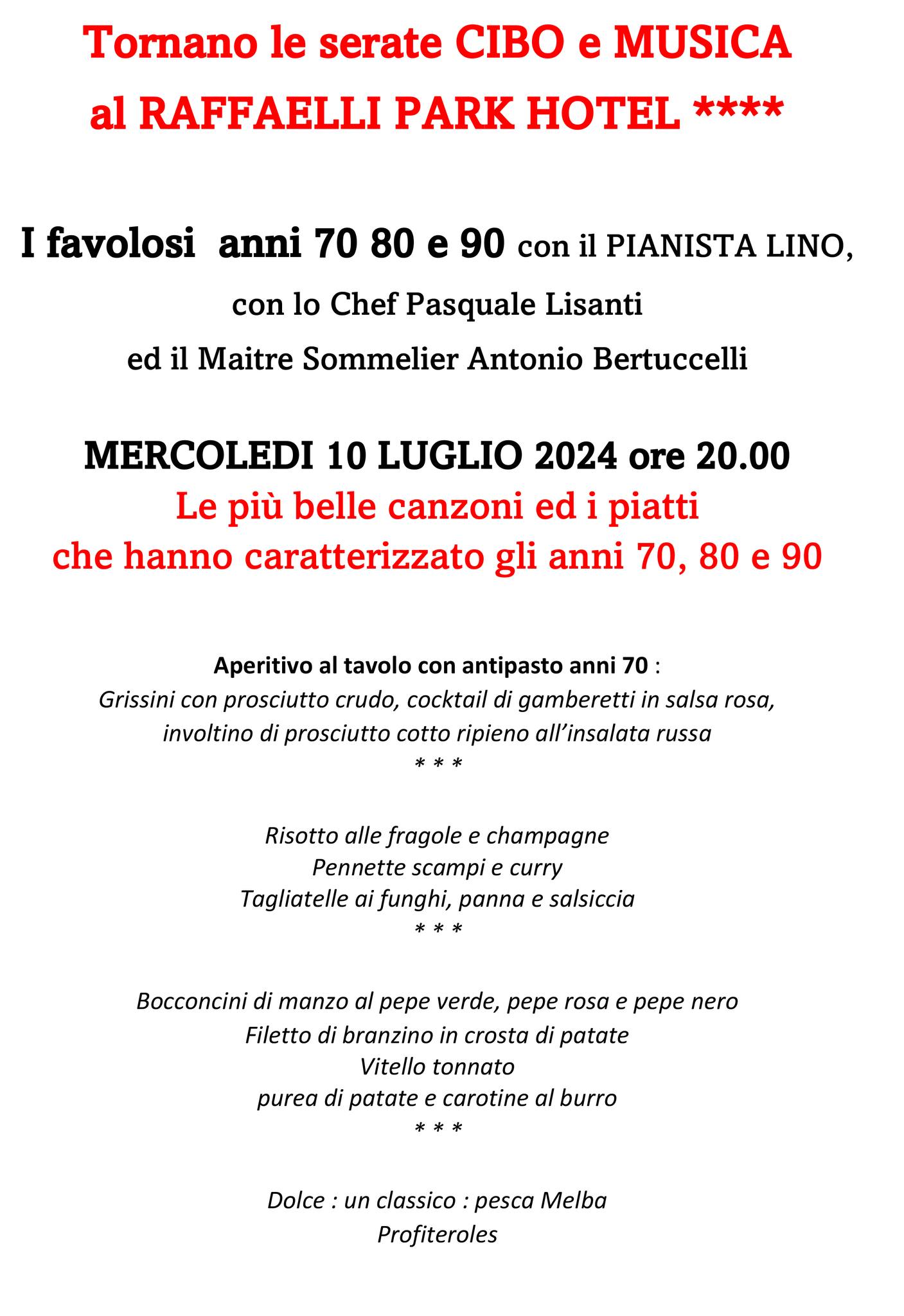Raffaelli - questa sera, ricordiamo gli anni mitici della Capannina ...