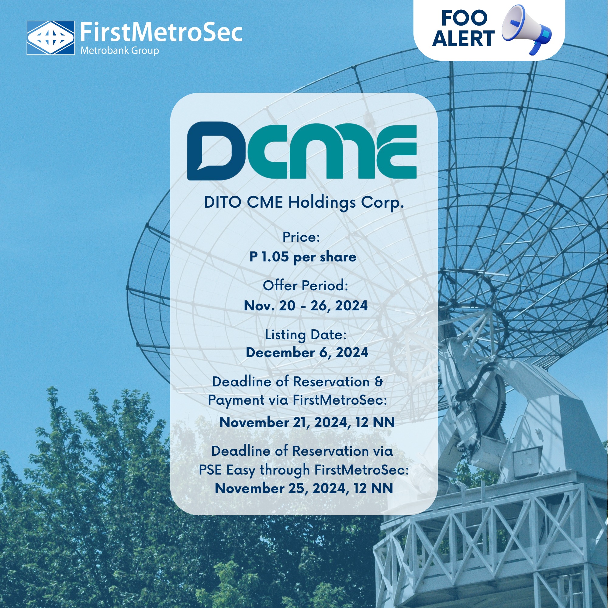 FOLLOW-ON OFFERING (FOO) ALERT:... - First Metro Securities