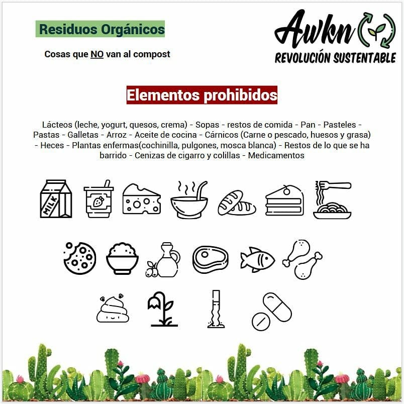 awkn.reciclaje - RESIDUOS ORGÁNICOS 🍅🌽🥕🍎🍍 ELEMENTOS PROHIBIDOS Estos ...