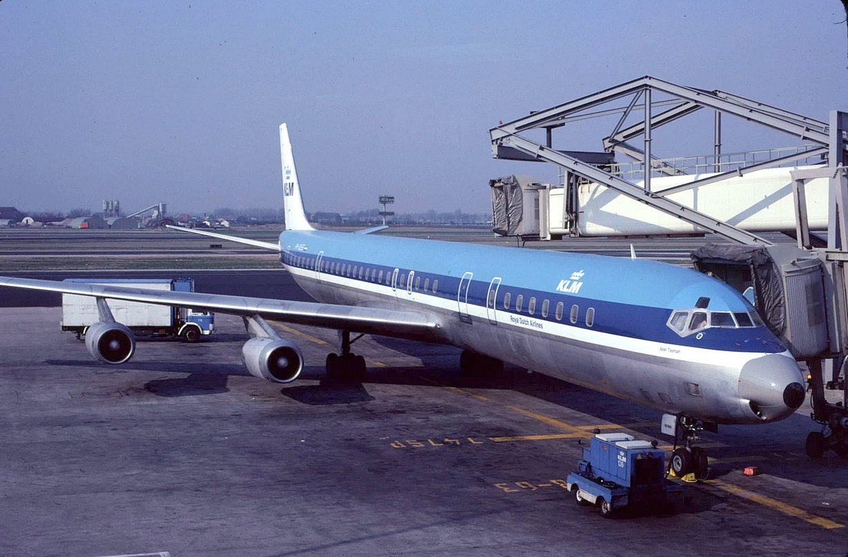 KLM DC-8-63 PH-DEE 'Abel Tasman' AMS 1980 duplicate slide Jan Boon