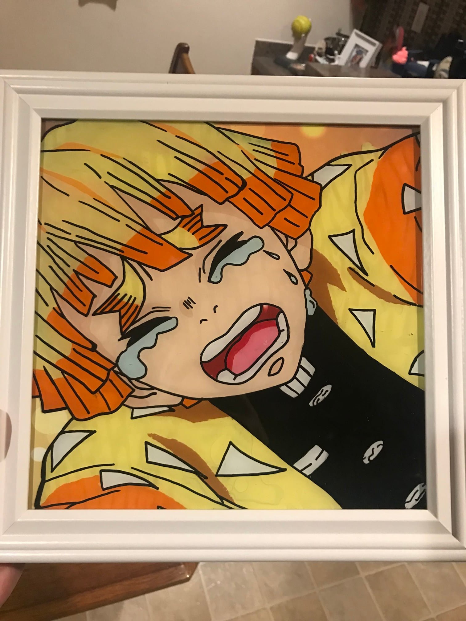Zenitsu Agatsuma ! Acrylic paint on 11x14 canvas with liquatex ink