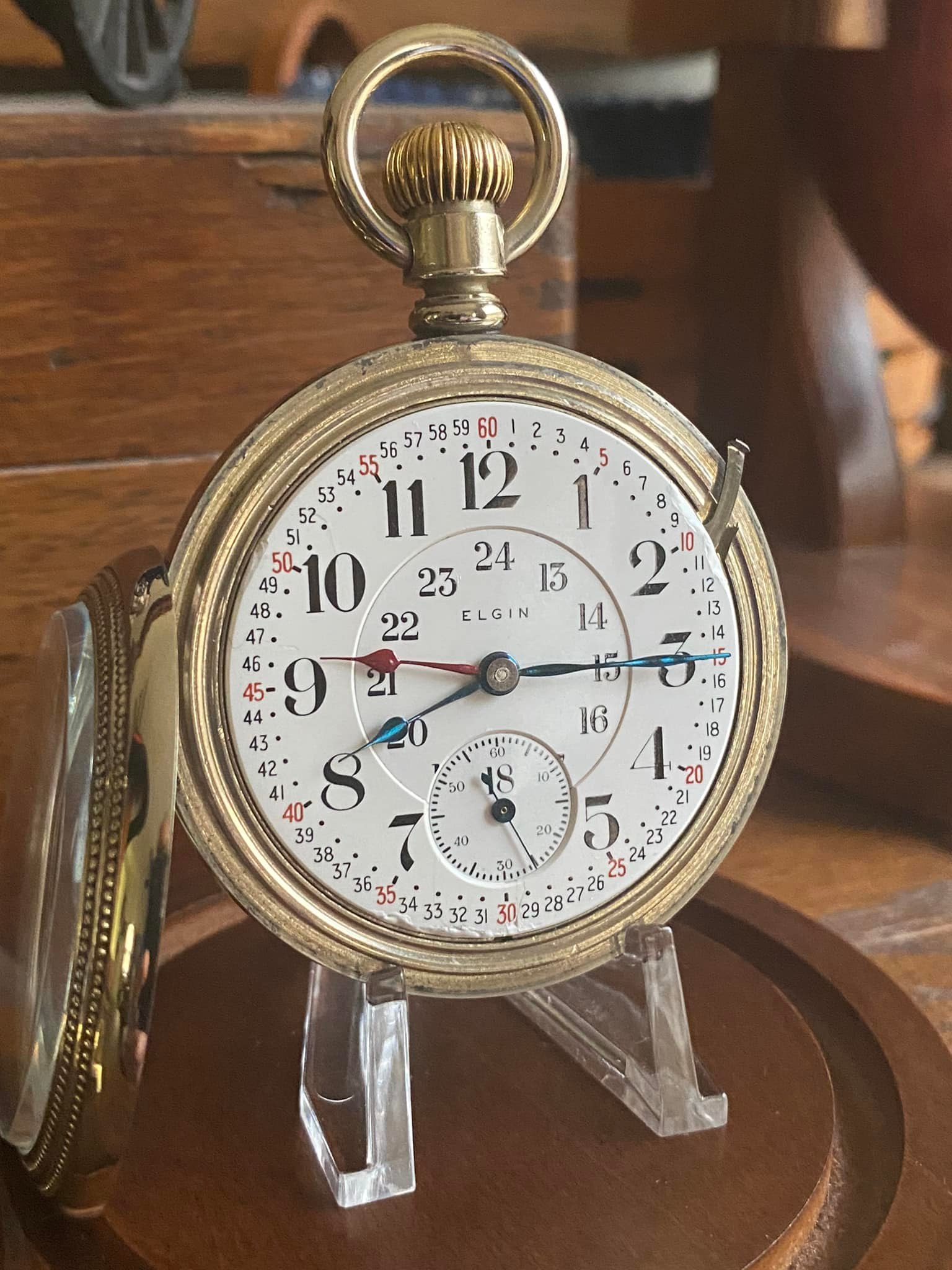 Montre De Poche Elgin Veritas 23 Rubis - Année 1907 - Taille 18 - Mécanique Entretenue