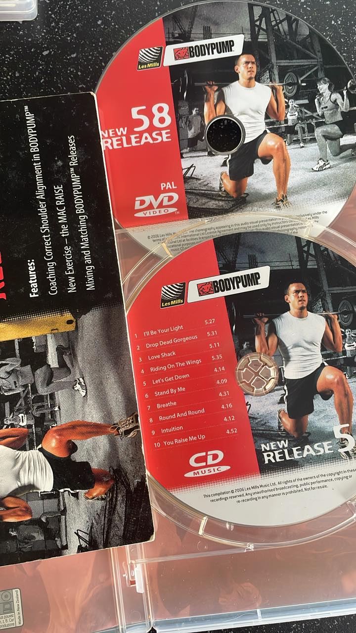 Body Pump 73 release with CD, DVD, and notes