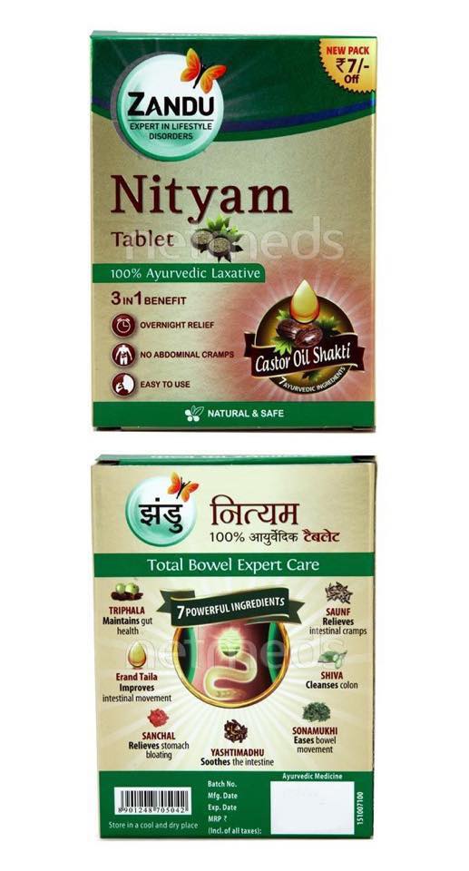 Lot De 6 Boîtes Zandu Nityam - Comprimés Ayurvédiques Pour La Constipation - 30 Comprimés Par Boîte