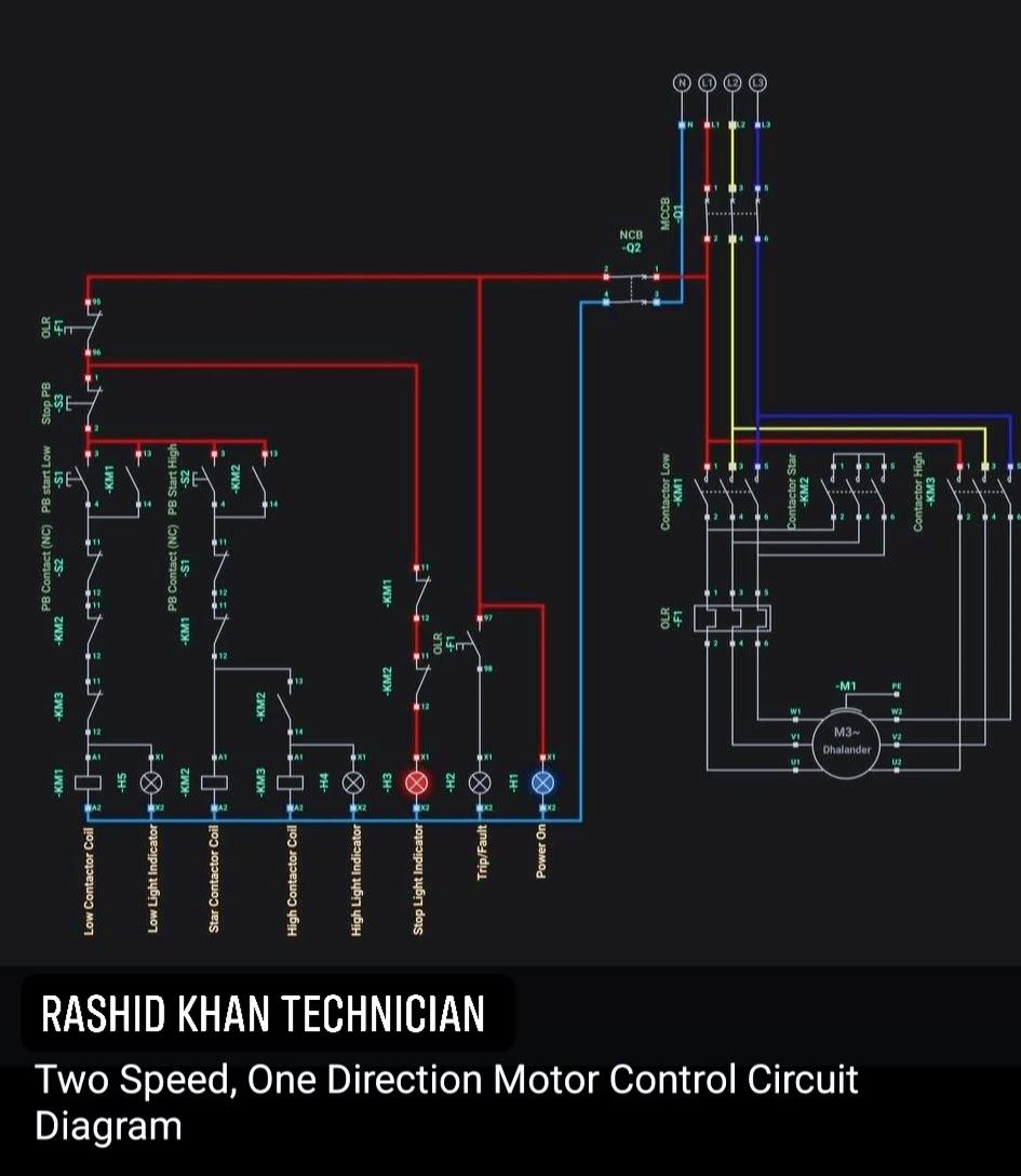 Rashid - TWO SPEED ONE DIRECTION MOTOR CONTROL CIRCUIT DIAGRAM # ...
