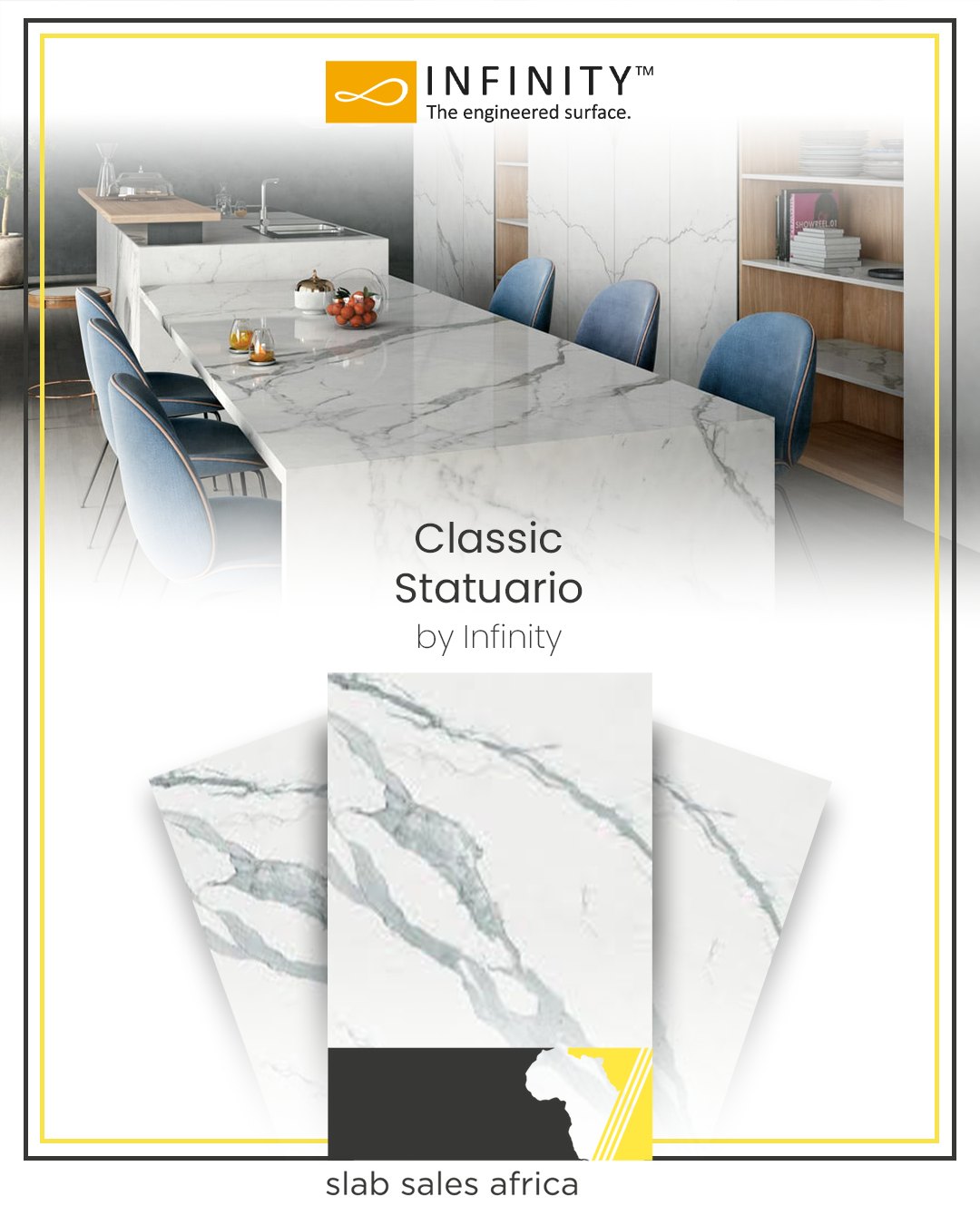 Slab - Classic Statuario is a classy white infinity porcelain slab with ...
