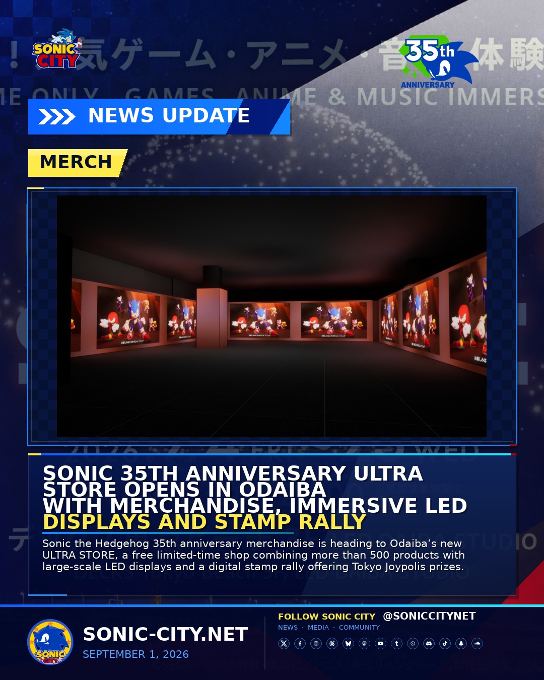 Sonic's 35th anniversary celebration at Odaiba's Ultra Store with