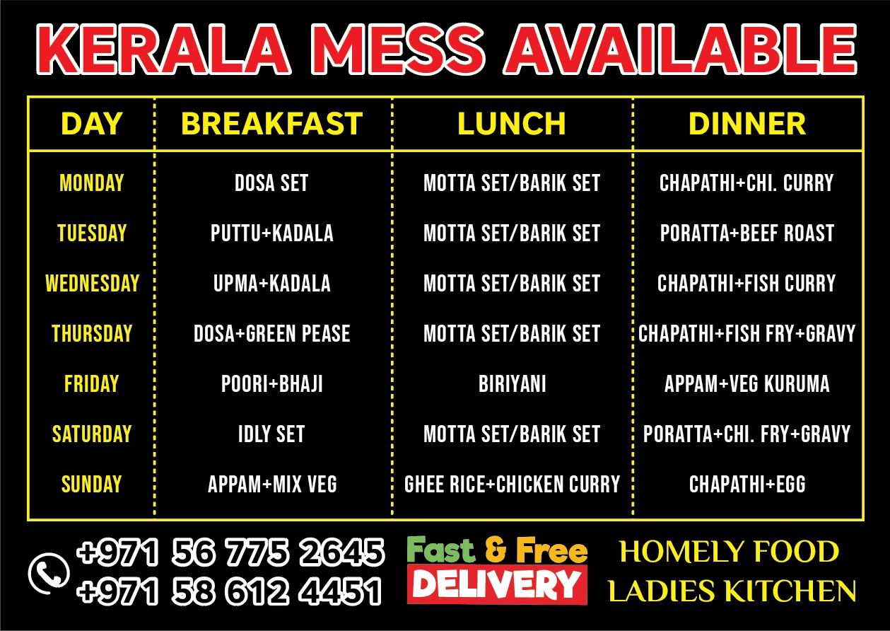 DAY KERALA MESS AVAILABLE BREAKFAST MONDAY DOSA SET LUNCH TUESDAY MOTTA ...