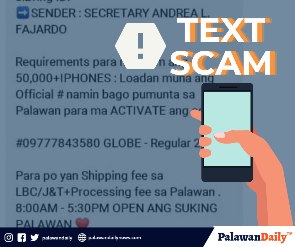 Palawan Daily - TEXT SCAM ADVISORY Nakatanggap ang... | Facebook