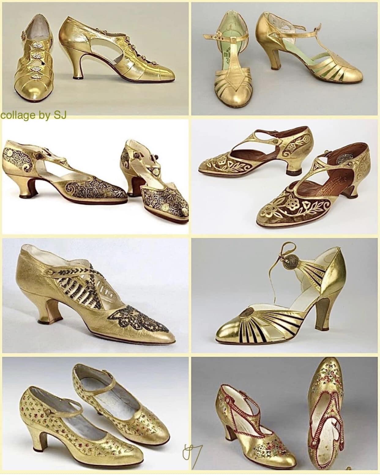 Gold shoes from 1920s-1930s Art Deco era