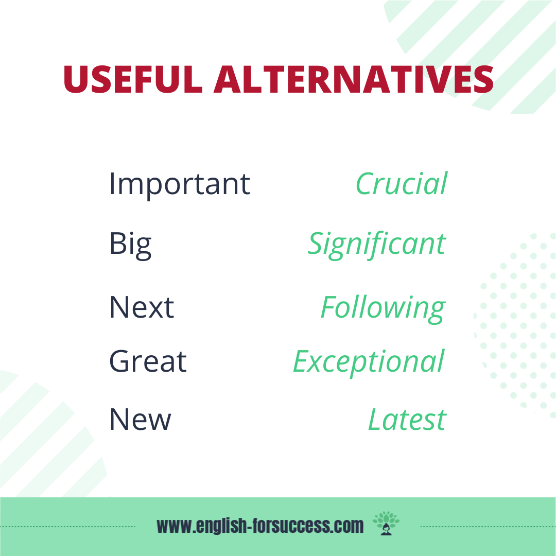 English - Here is a list of some everyday words and alternatives that ...