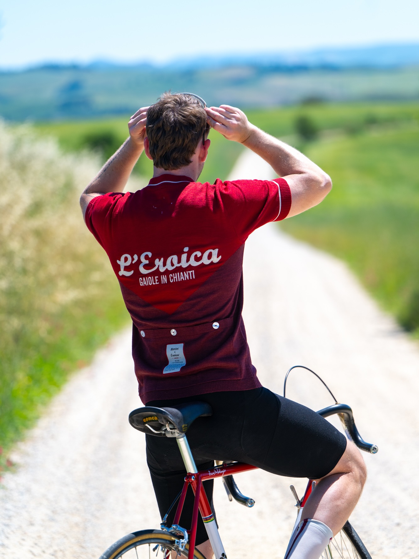 Santini Eroica サイクルジャージ 黒赤ストライプ　Mサイズ上下 L'Eroica XXIX edition woolen jersey by Santini Cycling now