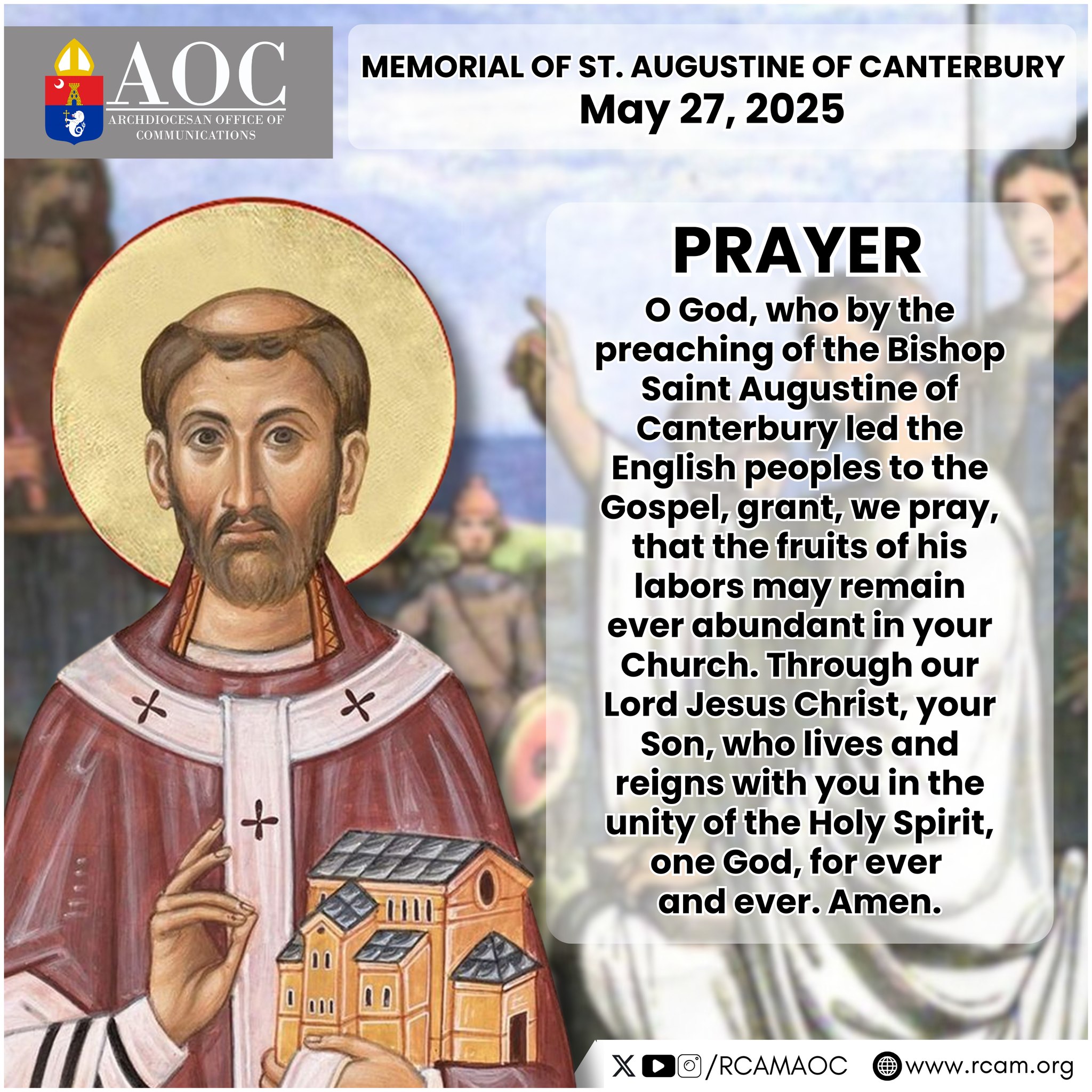 Archdiocese - PRAYER TO ST. AUGUSTINE OF CANTERBURY O God, who by the ...