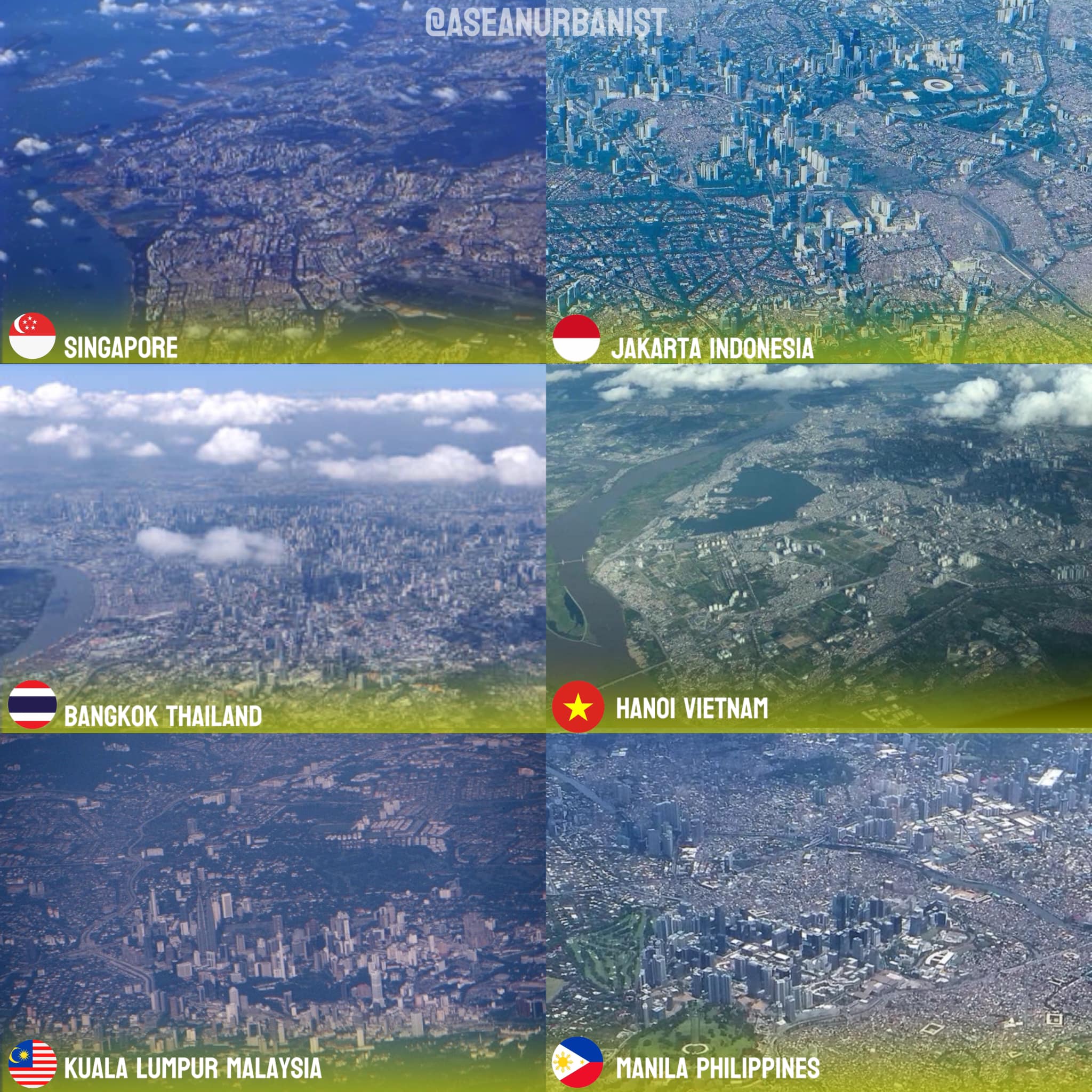 ASEAN - |🇸🇬🇮🇩🇹🇭🇻🇳🇲🇾🇵🇭|🏙️🕊️ AERIAL IMAGES OF CAPITAL CITIES OF 6 ...