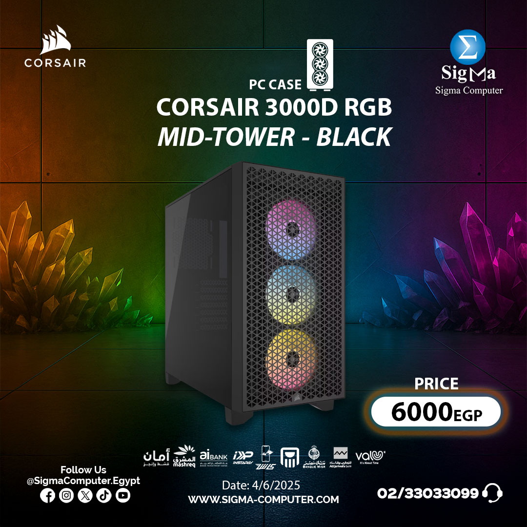 Sigma - Corsair 3000D RGB AIRFLOW Mid-Tower PC Case includes 3 AR120 ...