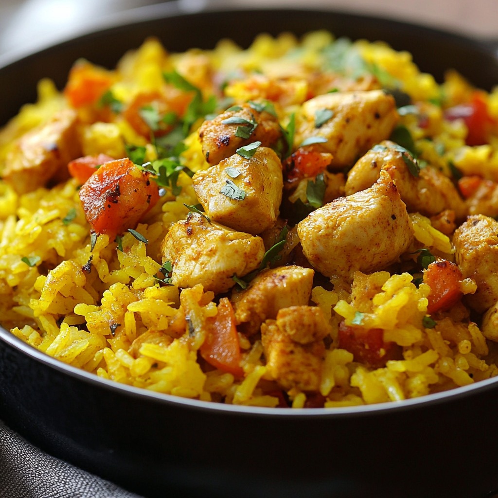 Recette - Riz jaune au poulet au curry Ingrédients (pour 4 personnes) 2 ...