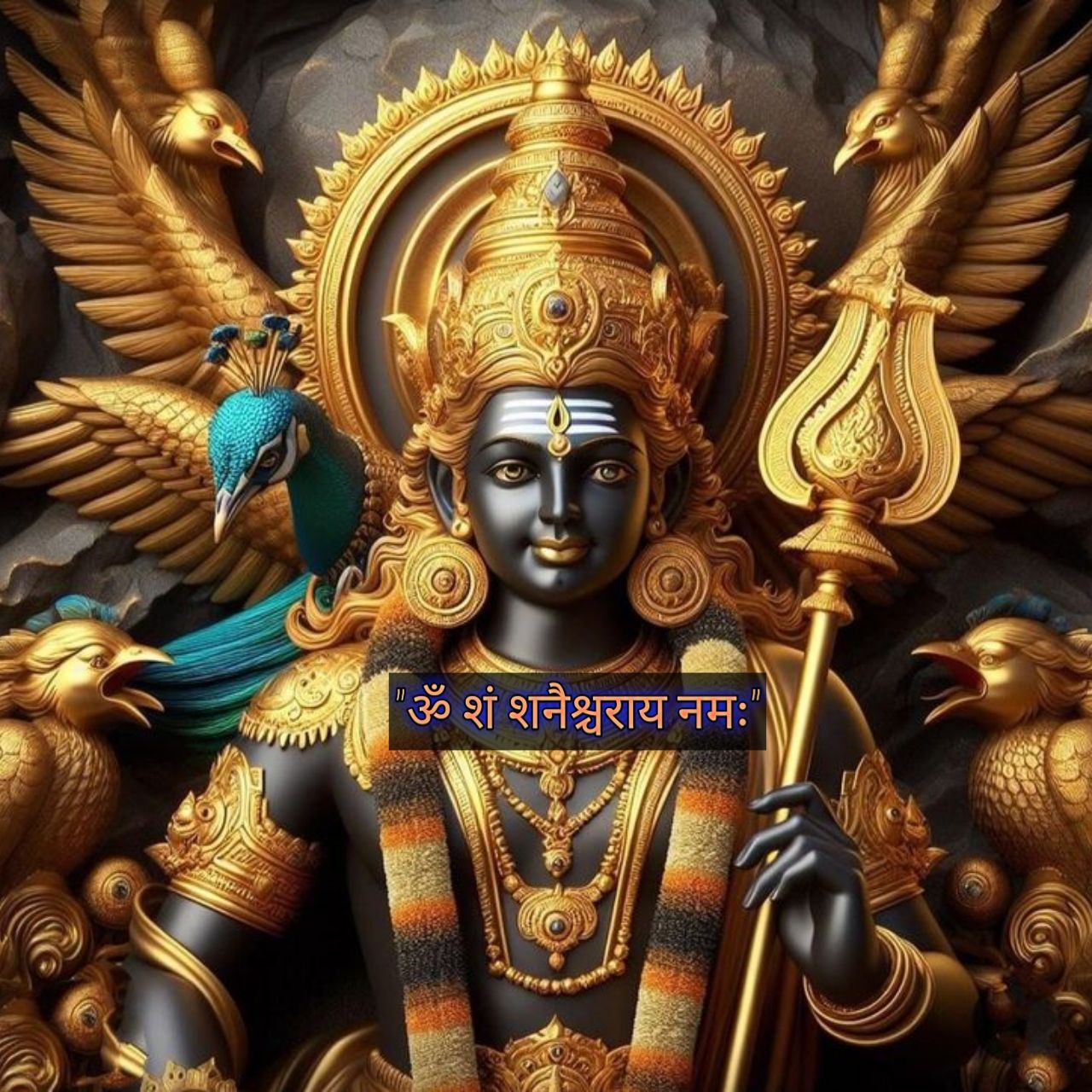 Statue Idol En Laiton De Lord Shani Dev (Sani Maharaj) - Art Religieux Hindou, Neuf