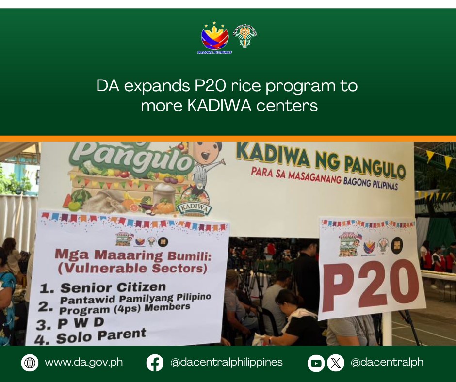 Department - The Department of Agriculture (DA) expanded the P20-per ...