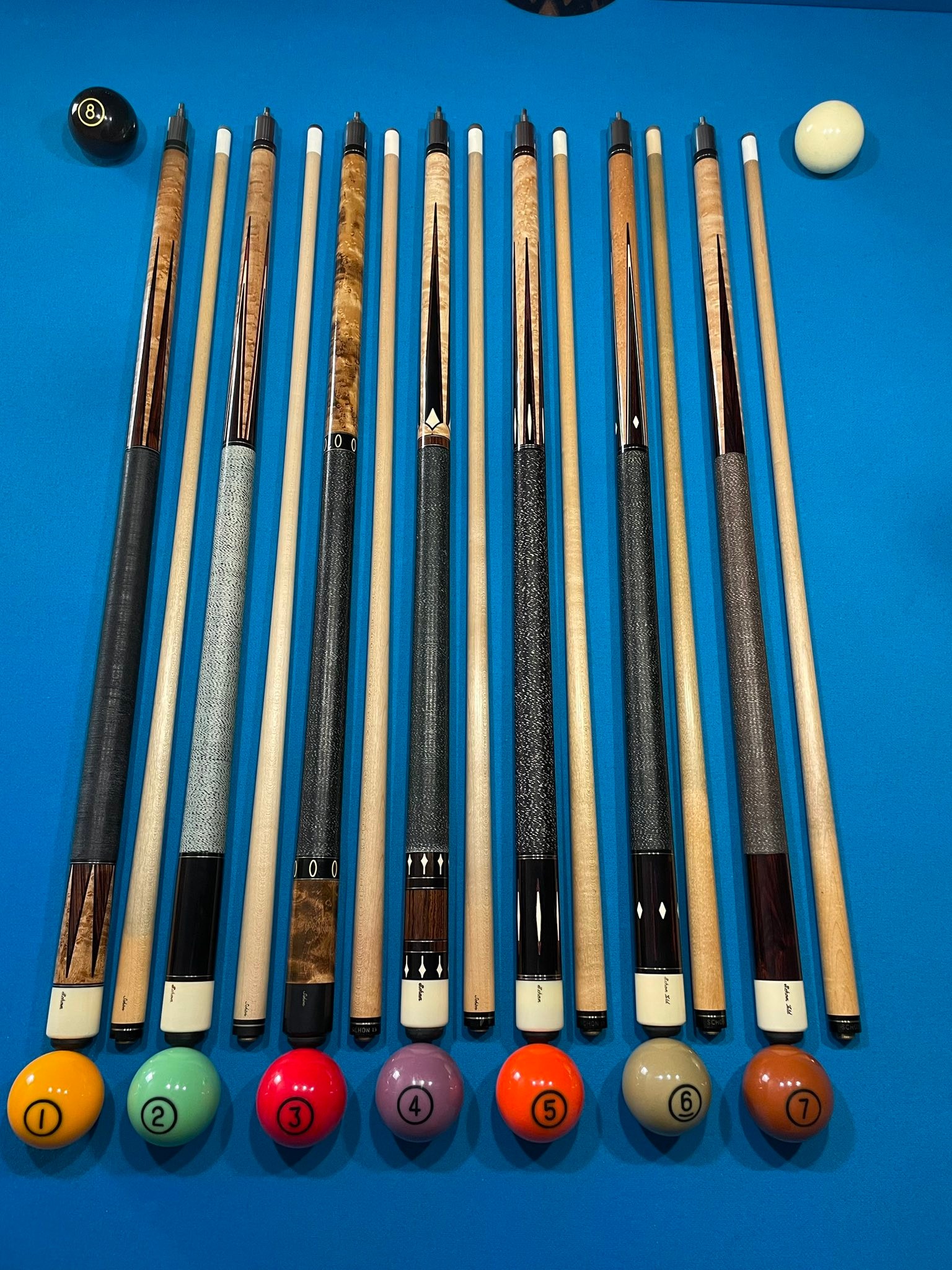 Vintage Schon SL7/(Later R12) Cue for sale with micarta ferrule