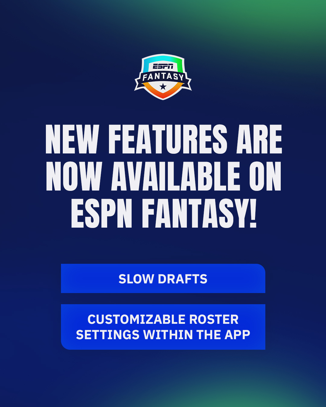 ESPN - Updates to ESPN Fantasy are here 👀 ⏰ Slow drafts with a time per ...