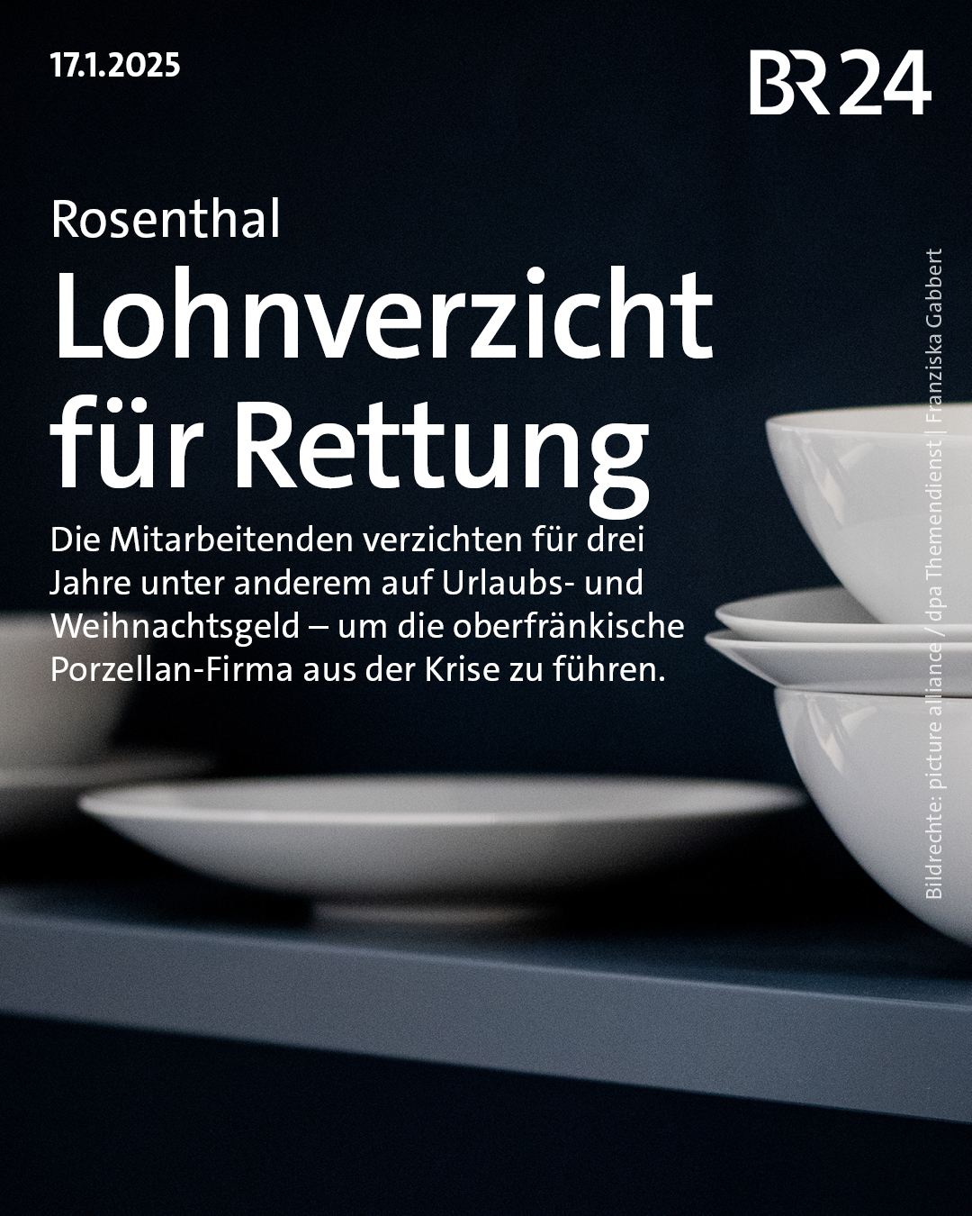 Der Porzellanhersteller Rosenthal steckt in der Krise. Um das angeschlagene Unternehmen zu retten, wollen Mitarbeiter auf Geld verzichten. Die endgültige Entscheidung soll Ende Januar fallen. https